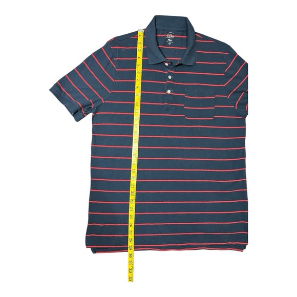 J. Crew Men's Knit Goods Navy and Red Striped Polo Shirt Size Large Tall - Picture 5 of 5
